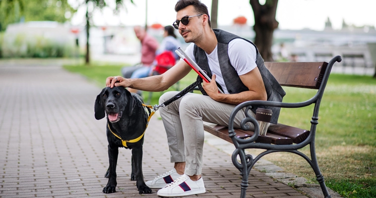 person with service dog