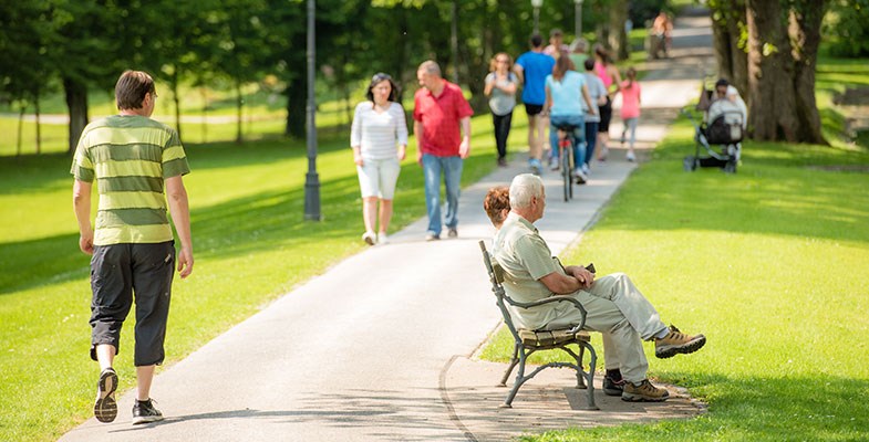 people in a sunny park